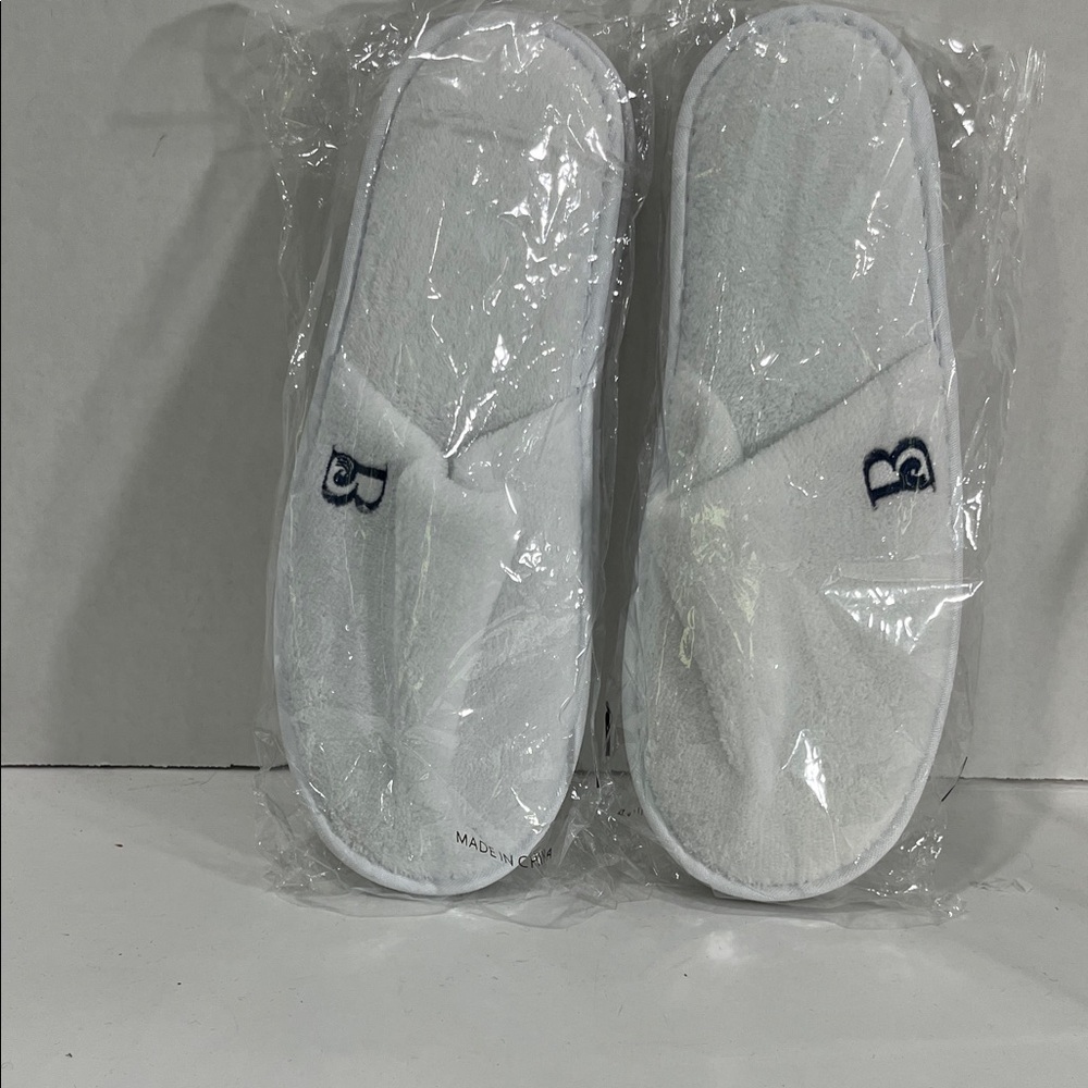 White Slippers with Embroidered Logo